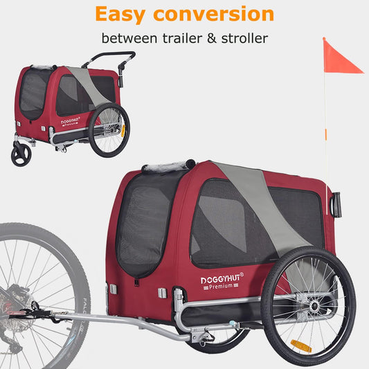 Doggyhut Large Dog Bike Trailer & Stroller Reinforced Base Floor Parking Brake