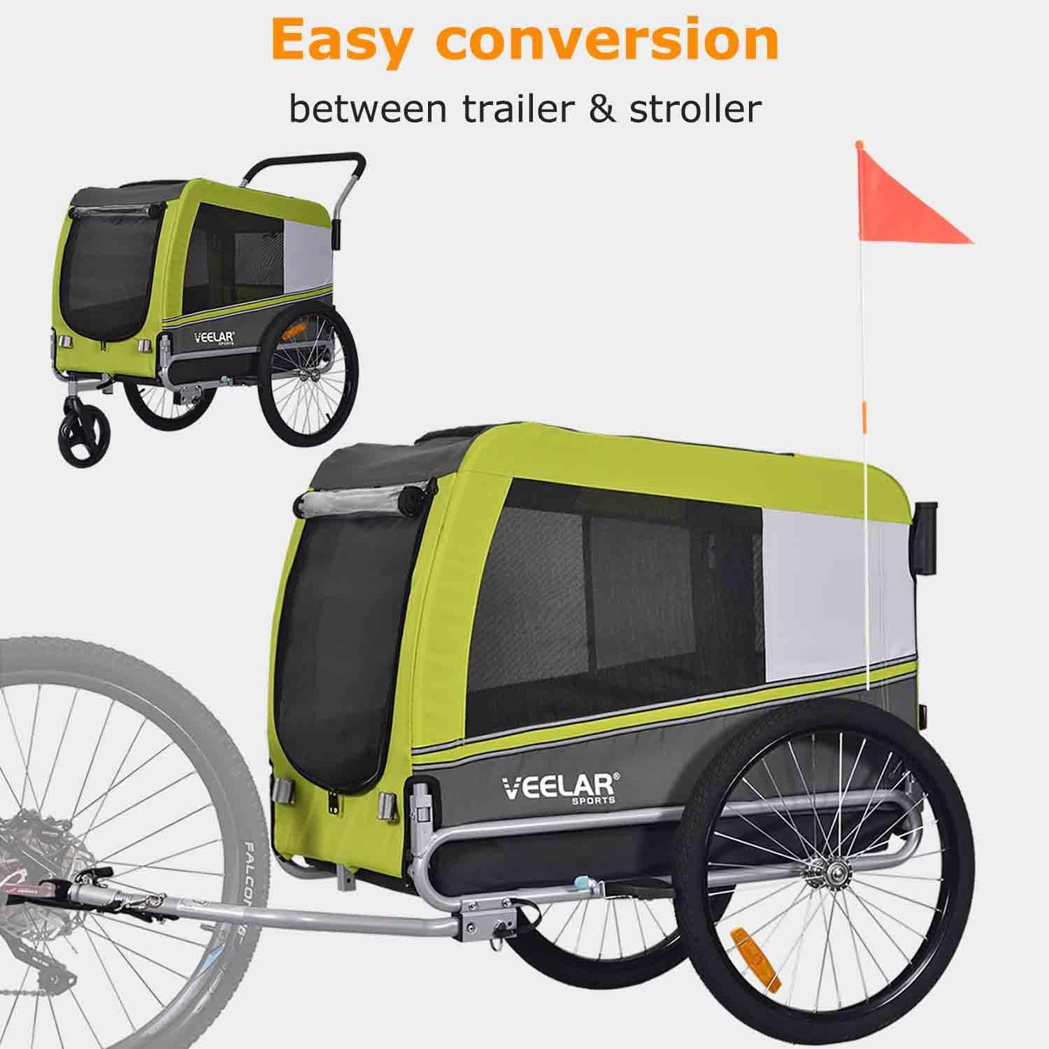 veelar dog stroller Large Pet Trailer & Stroller Bike Dog Trailer Parking Brake Reinforced