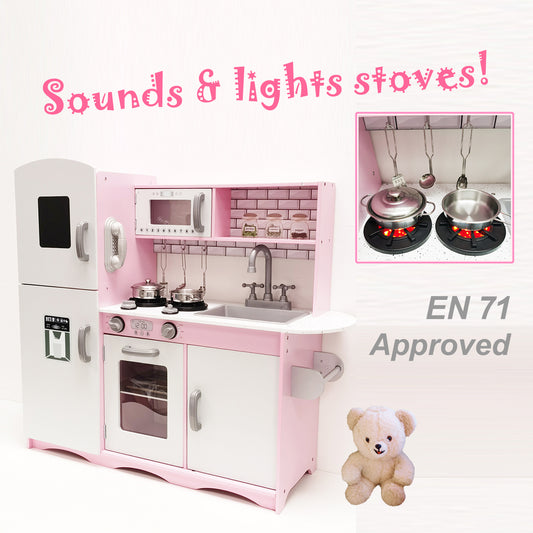 Kids Wooden Play Kitchen Pretend Play Utensils Toys Cooking Role Play Set