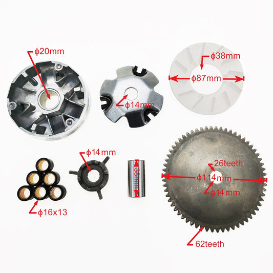 Variator with Rollers Standard GY6 REX, Baotian, Kymco, Generic, Peugeot, Sym