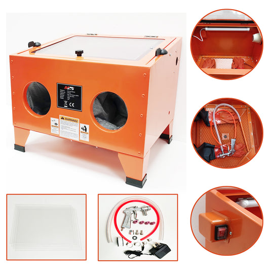 M2S Sand Blasting Cabinet Abrasive Bead Grit Blaster Sandblaster 90L Orange