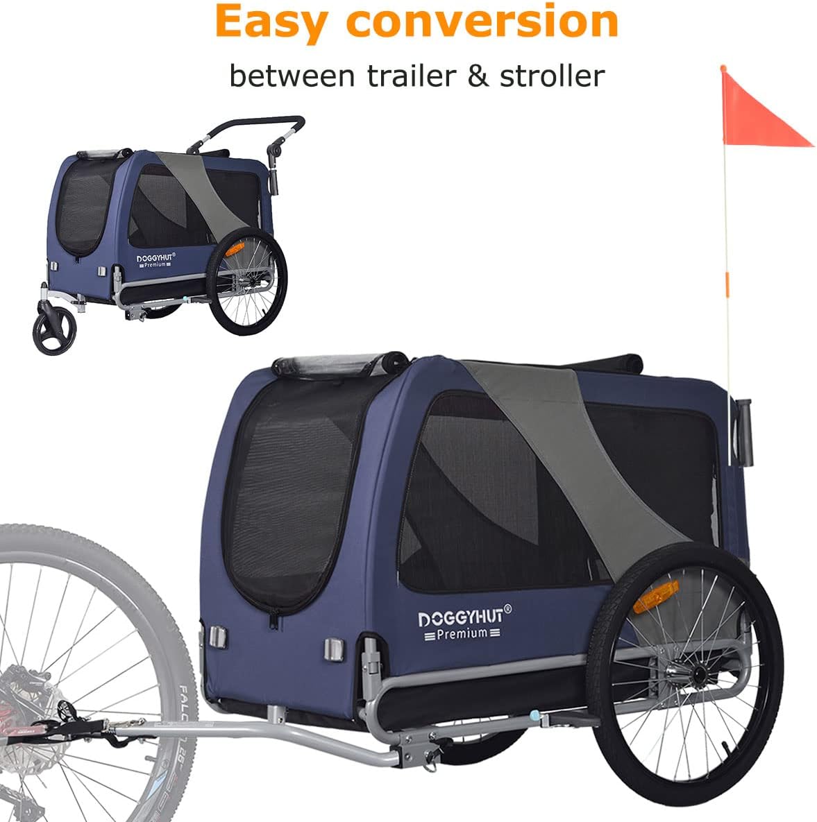 Doggyhut XL Pet Bike Trailer Stroller for Dogs Up to 45kgs Parking B M2S Parts