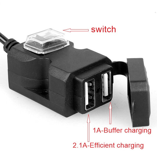 12V Dual USB Scooters/Motorcycles/ATV Charger Power Adapter Socket Waterproof